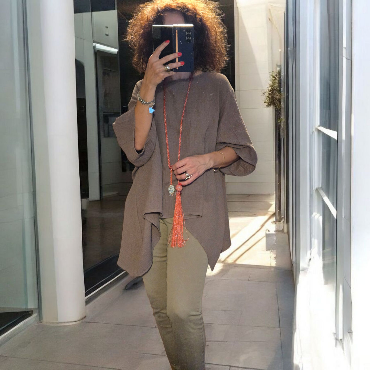 BLUSA ASSIMMETRICA in Cotone Leggero