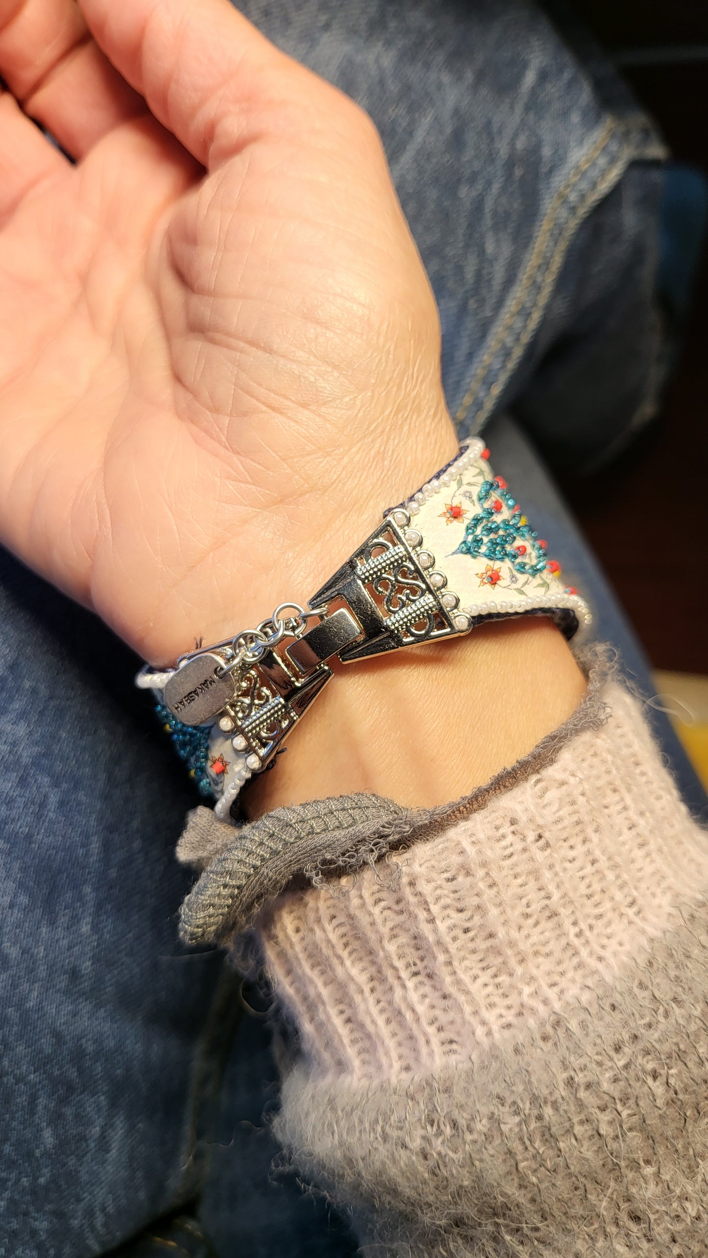 Bracelet Arabesque turquoise/blanc