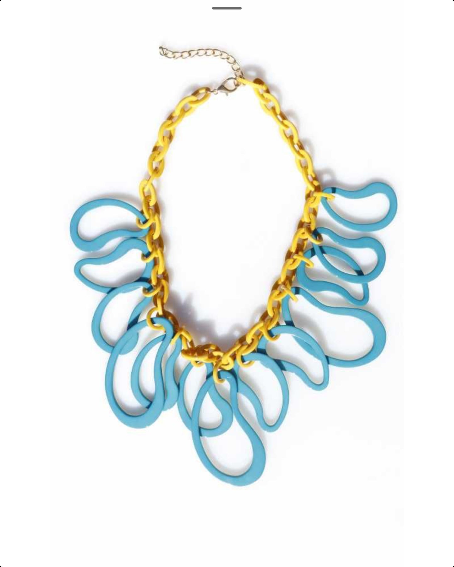041 - Collier ras du cou en résine JAUNE/TURQUOISE