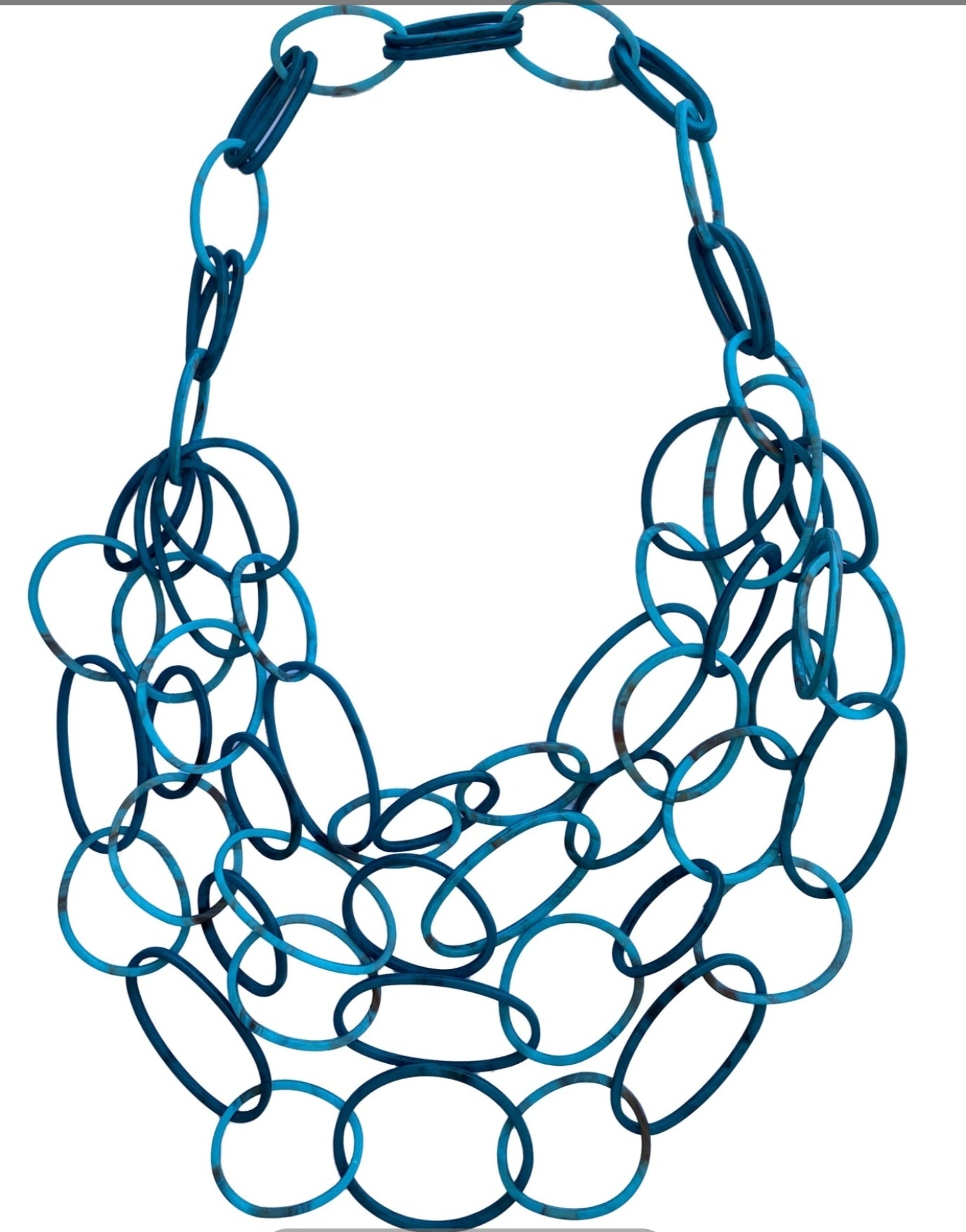043 - Collier en résine à maillons ovales, couleur BLEU
