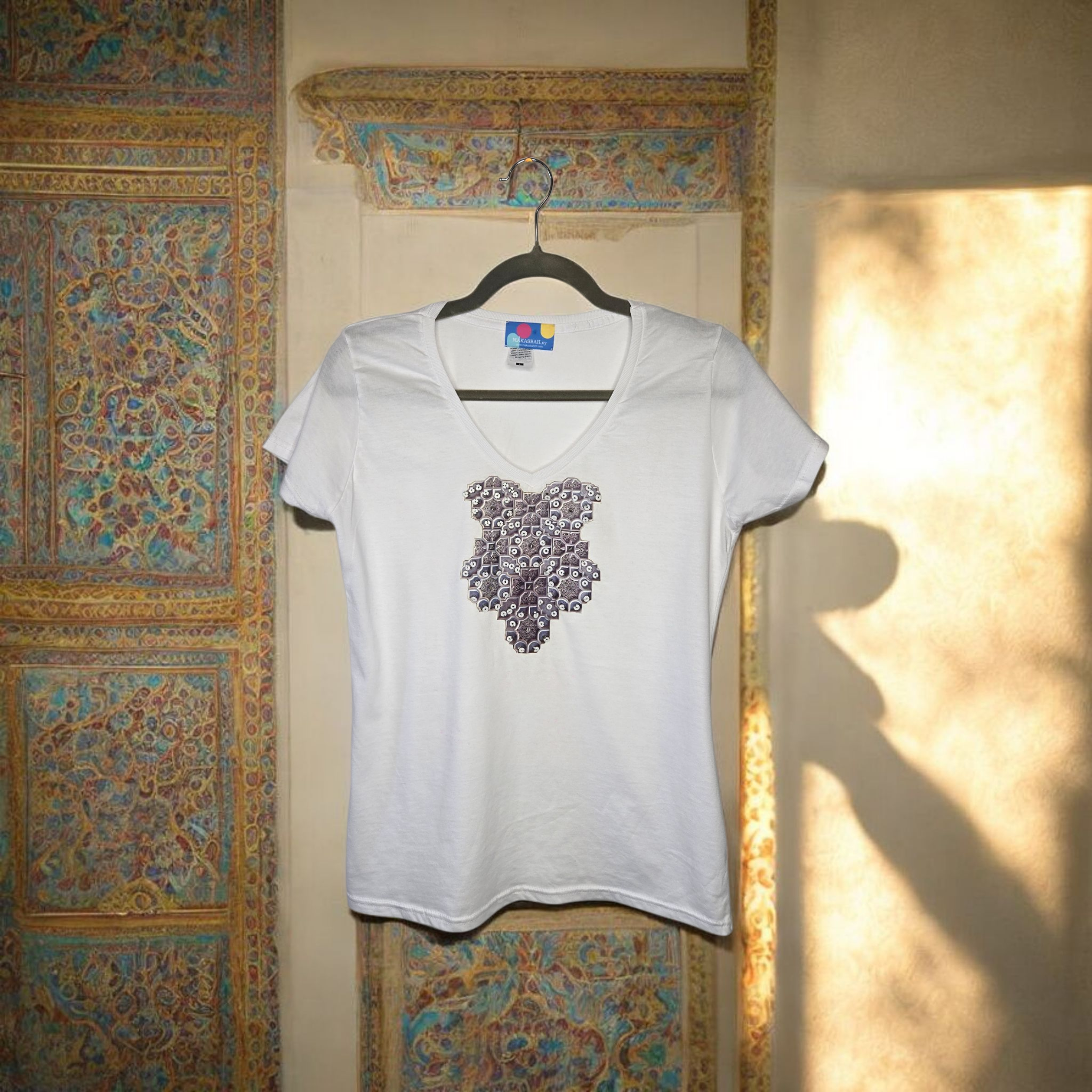 T-SHIRT💠 con Arabeschi 3D e Perle Fatto a Mano