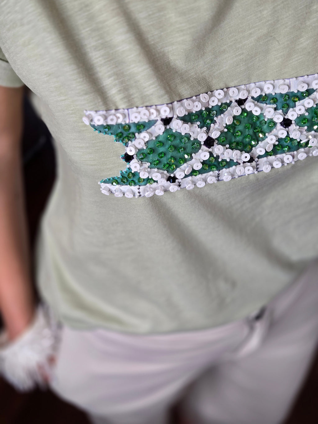 T-SHIRT 💠con Arabeschi 3D e Perle Fatto a Mano