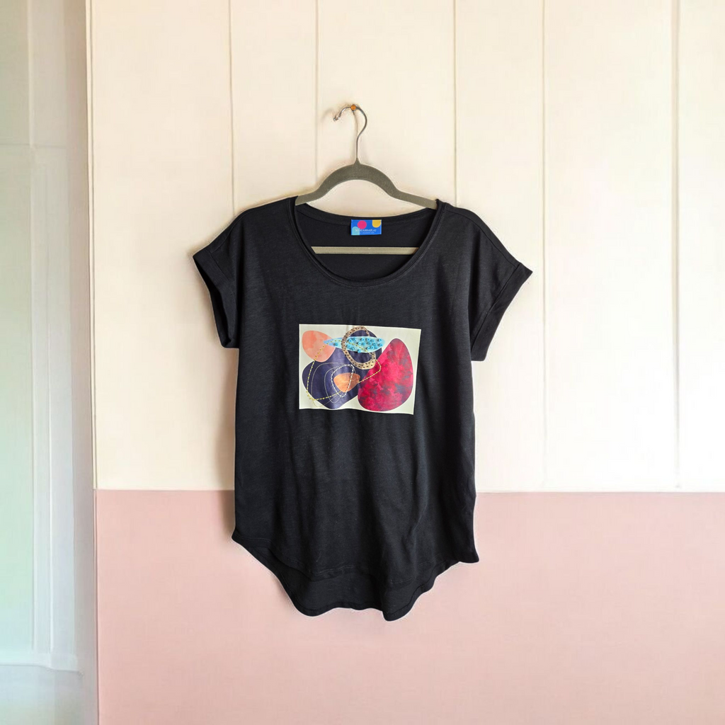 Magliette Artistiche in Cotone Ricami Esclusivi con Perline 3D