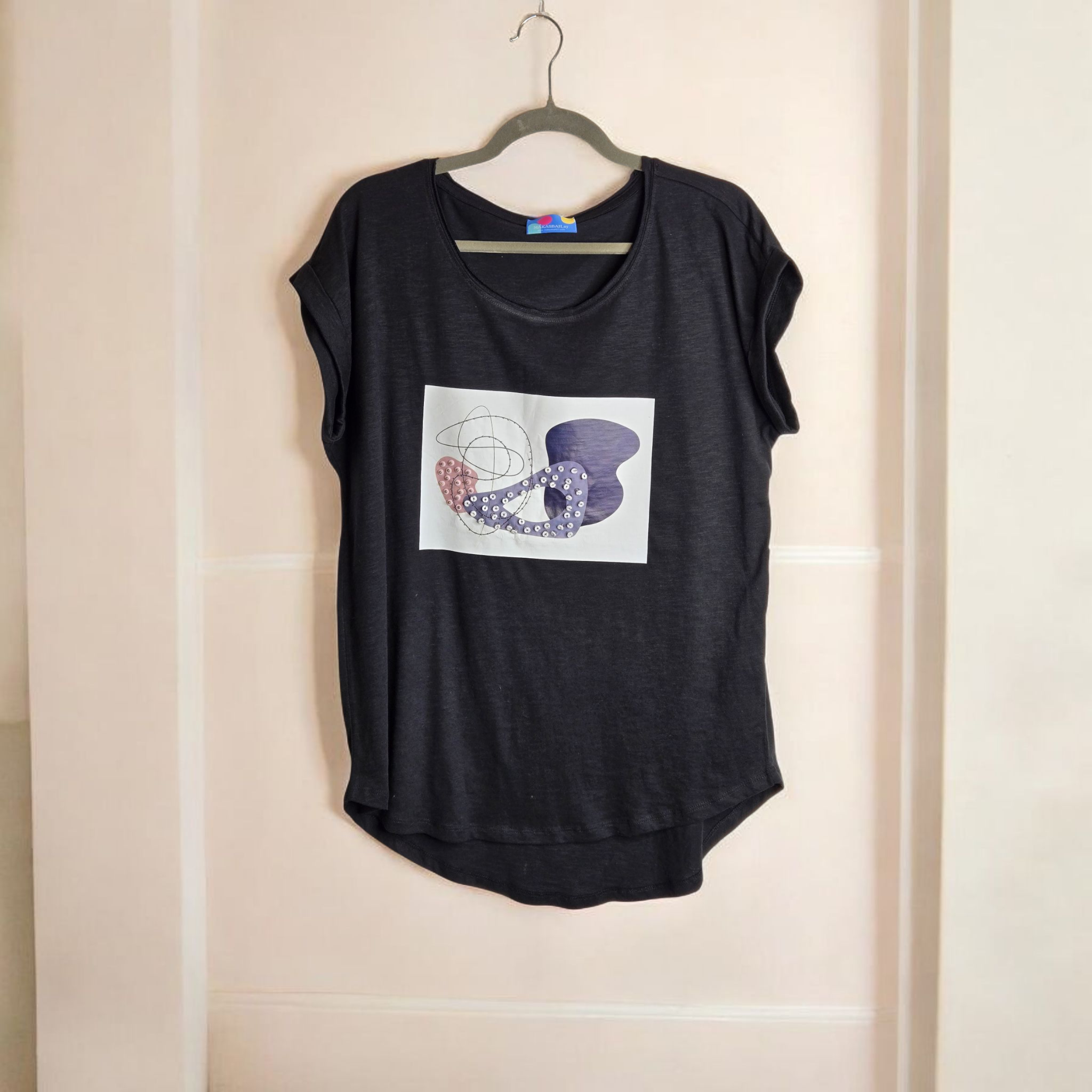 Magliette Artistiche in Cotone Ricami Esclusivi con Perline 3D