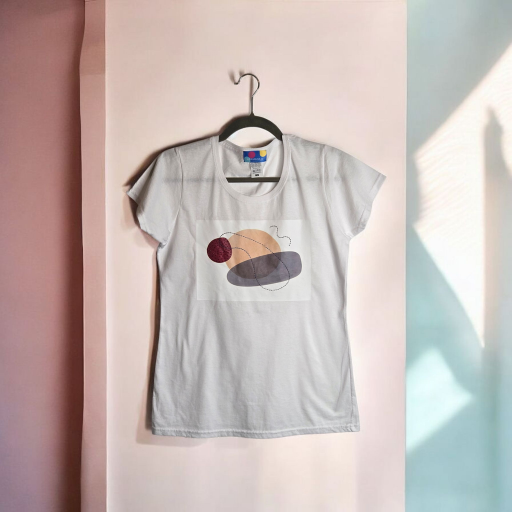 Magliette Artistiche in Cotone Ricami Esclusivi con Perline 3D