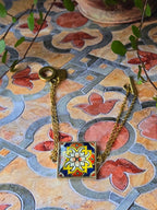 BRACCIALE Motivi Mosaico Arabesco in Vetro e Metallo Inossidabile