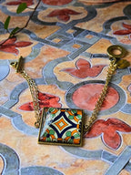BRACCIALE Motivi Mosaico Arabesco in Vetro e Metallo Inossidabile