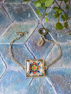BRACCIALE Motivi Mosaico Arabesco in Vetro e Metallo Inossidabile