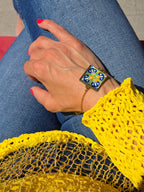 BRACCIALE Motivi Mosaico Arabesco in Vetro e Metallo Inossidabile