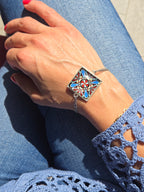 BRACCIALE Motivi Mosaico Arabesco in Vetro e Metallo Inossidabile
