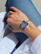 BRACCIALE Motivi Mosaico Arabesco in Vetro e Metallo Inossidabile