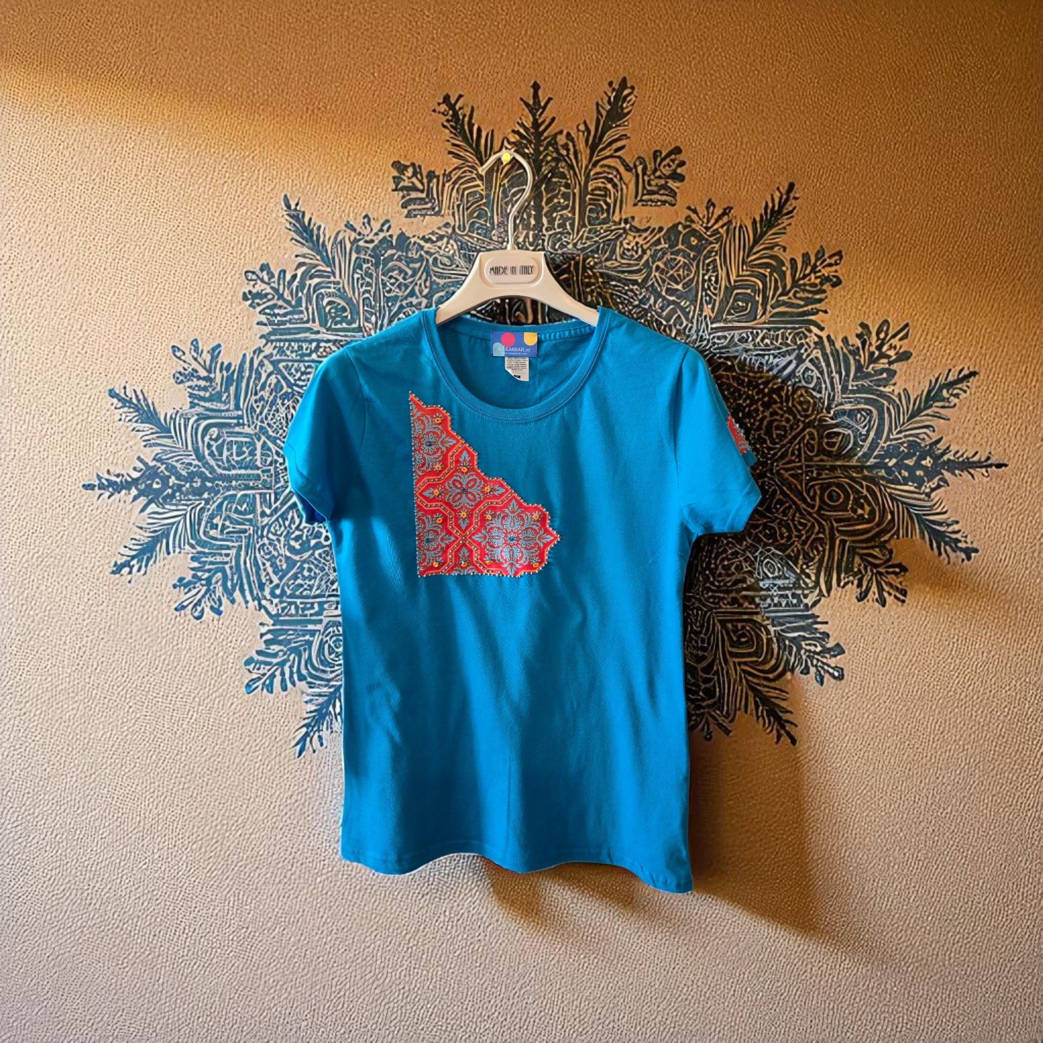 T-SHIRT 💠con Arabeschi 3D e Perle Fatto a Mano