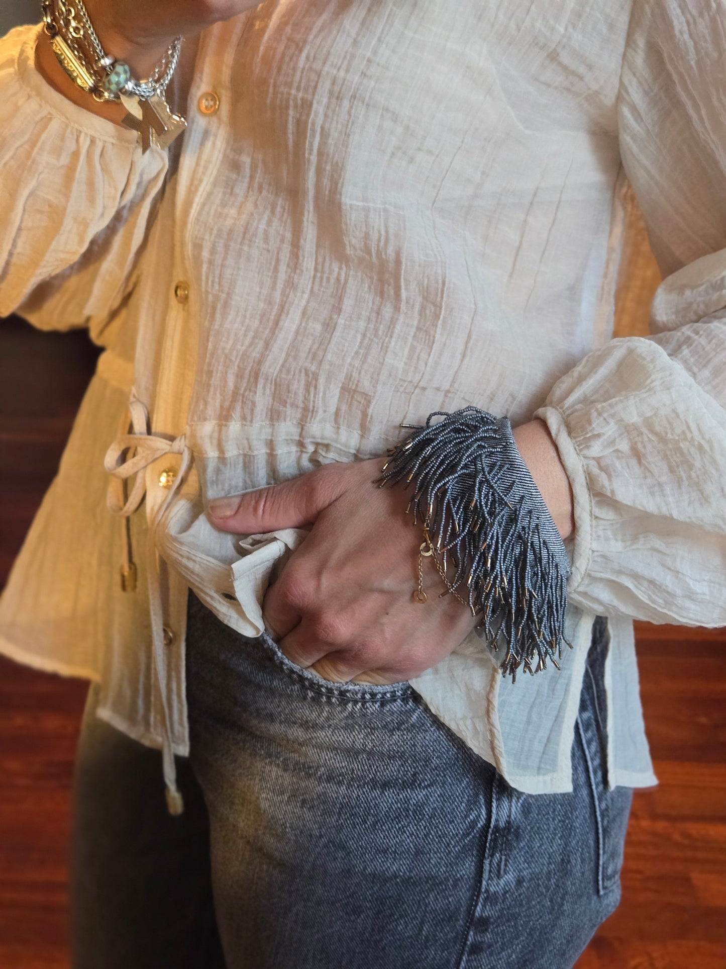 BRACCIALE - con frange in perline