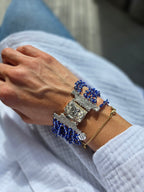 BRACCIALE Arabesque in pelle e perline di Murano e Miyuki