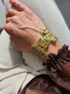 BRACCIALE Arabesque in pelle e perline di Murano e Miyuki