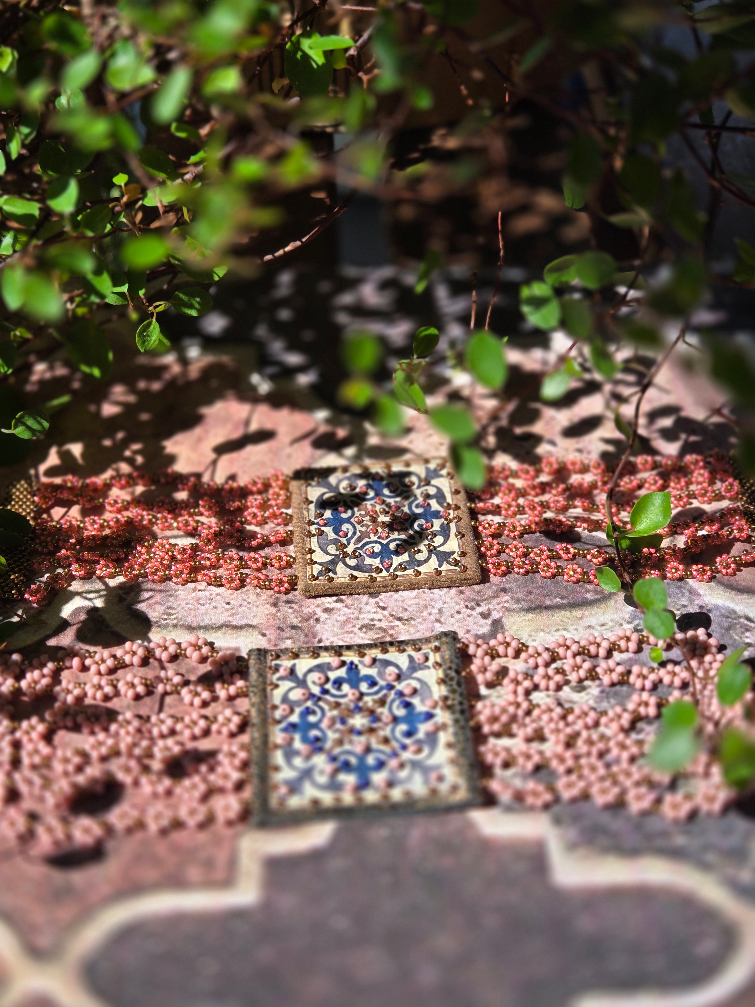 BRACCIALE Arabesque in pelle e perline di Murano e Miyuki