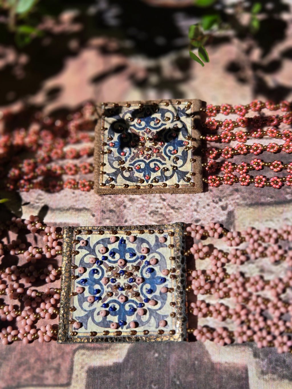 BRACCIALE Arabesque in pelle e perline di Murano e Miyuki