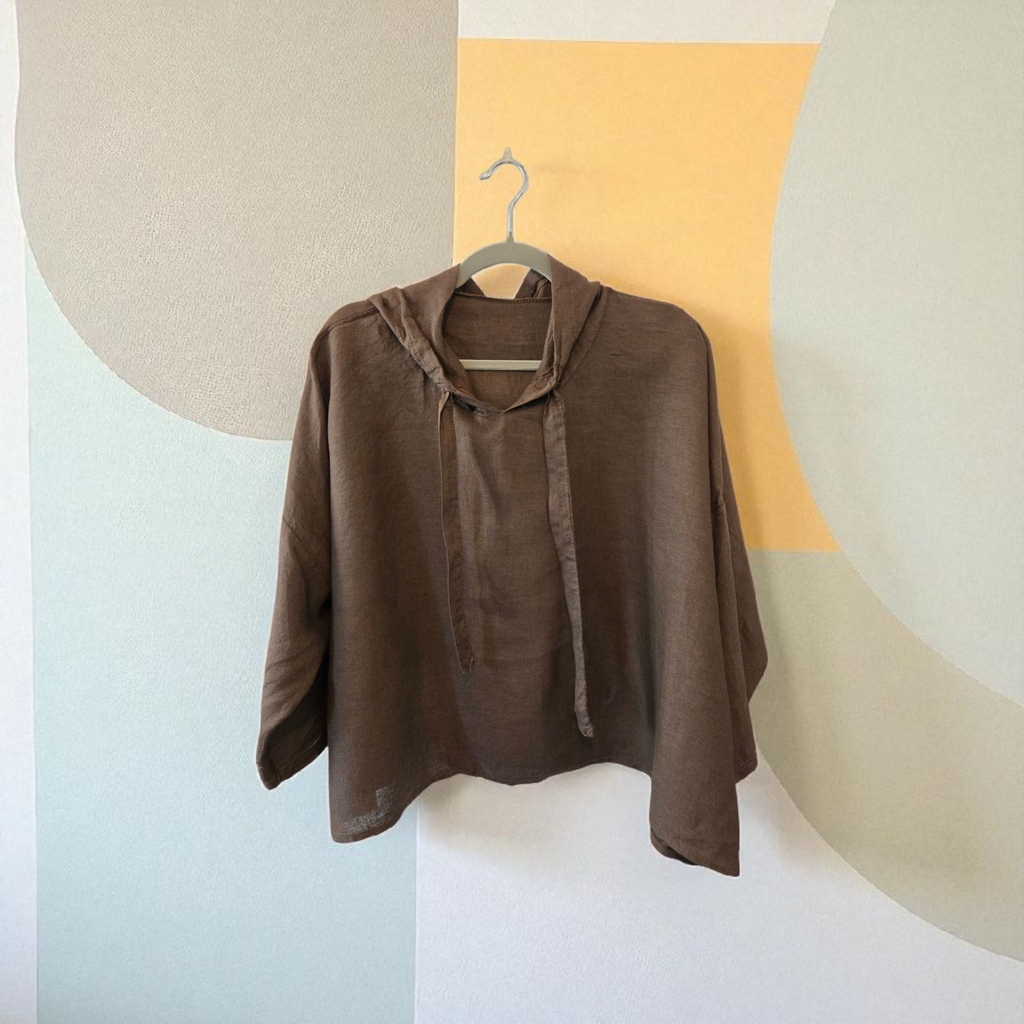 Blouse à capuche en lin à motif escargot