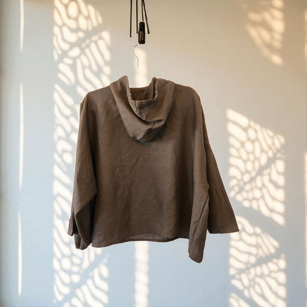 Blouse à capuche en lin à motif escargot