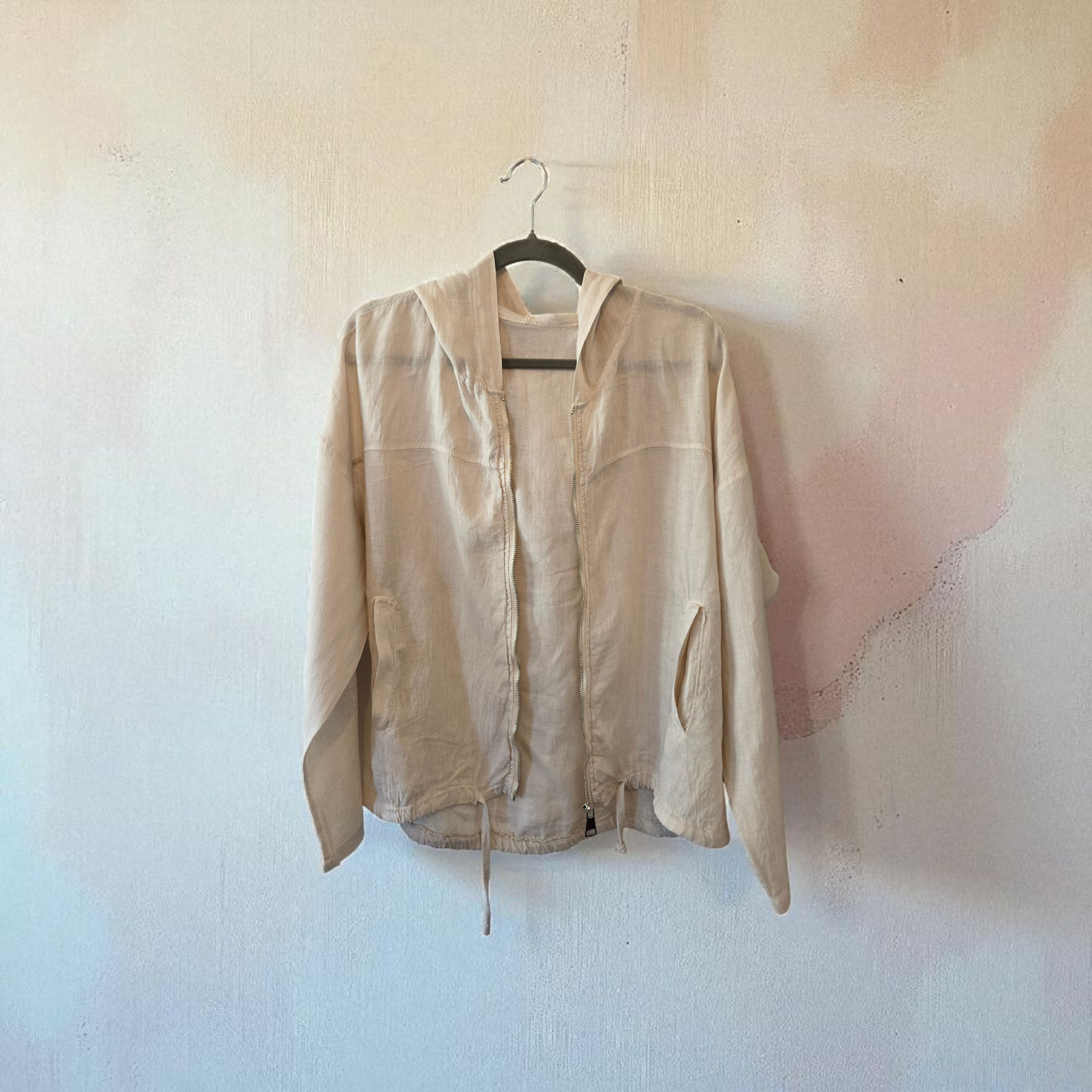 Giacca in Lino Beige, Taglia Unica