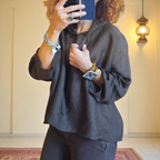 Snail Linen Hooded Blouse