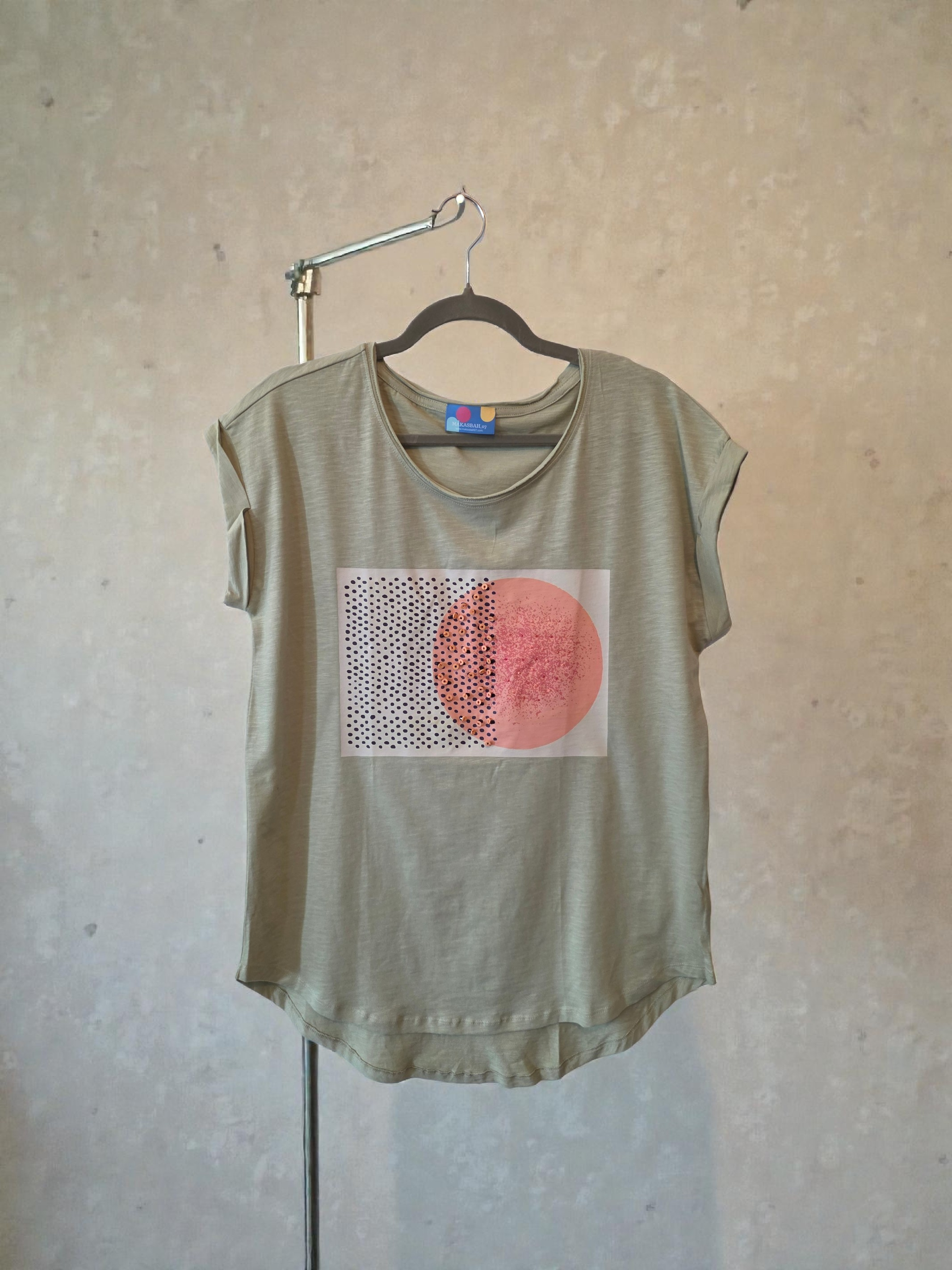 Magliette Artistiche in Cotone Ricami Esclusivi con Perline 3D