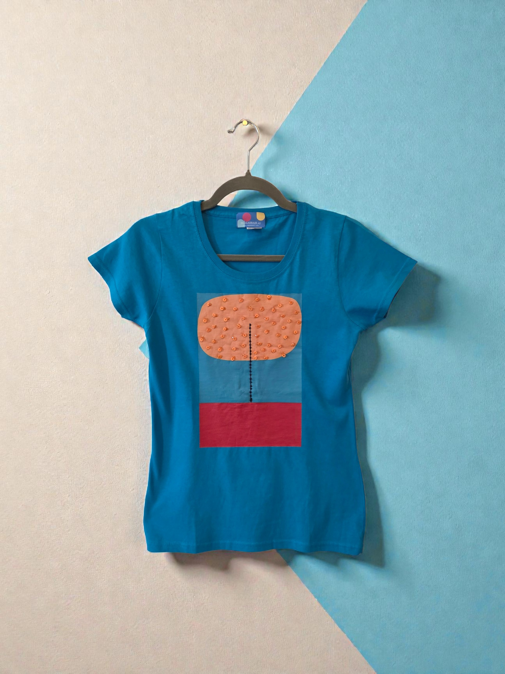 Magliette Artistiche in Cotone Ricami Esclusivi con Perline 3D