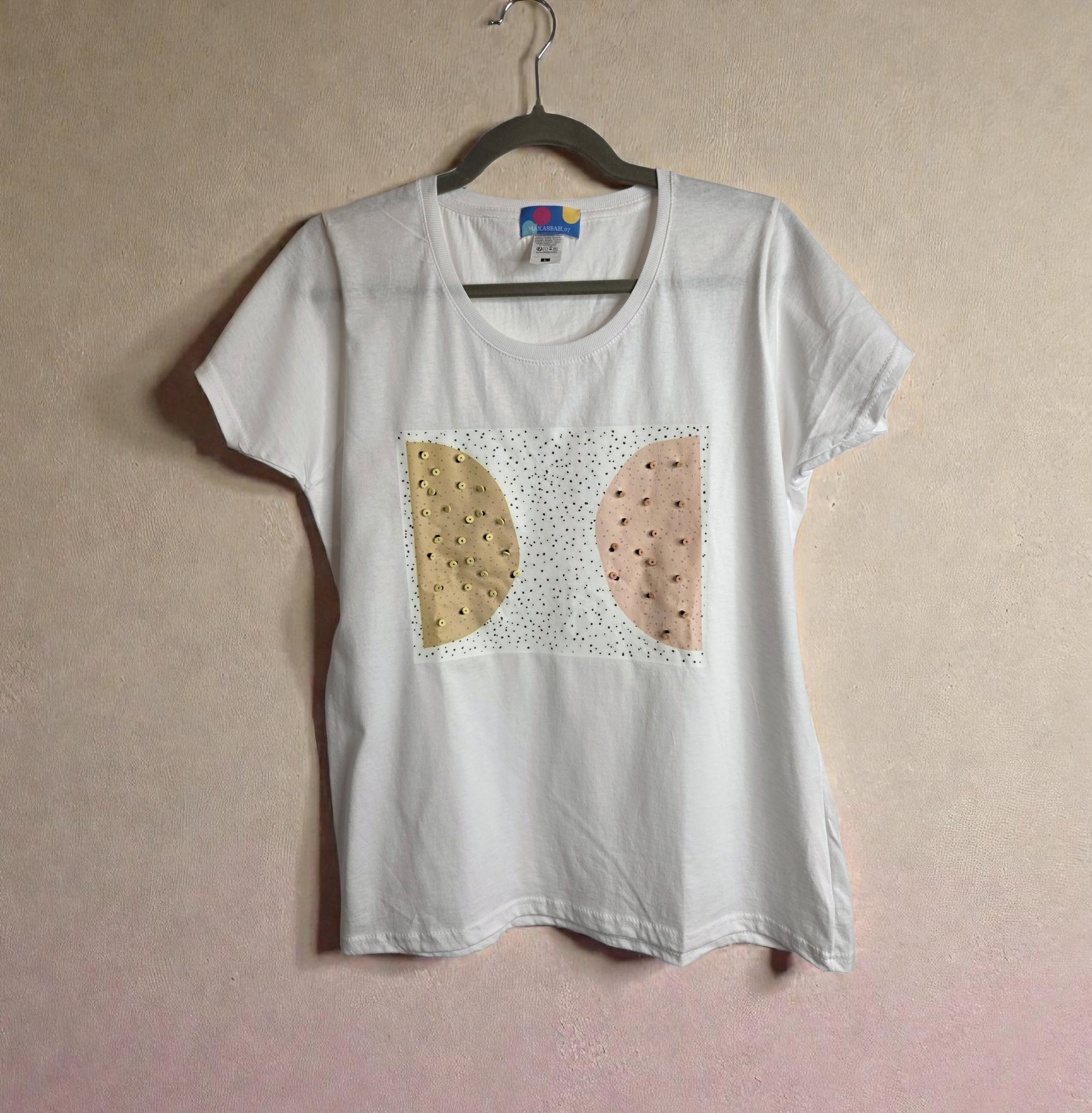 Magliette Artistiche in Cotone Ricami Esclusivi con Perline 3D