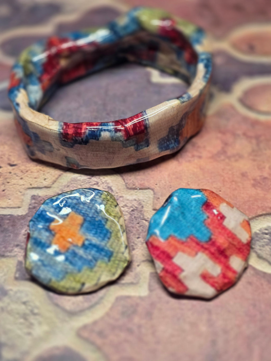 Bracciale  e Orecchini Asimmetrico Stile Tappeto Arabo