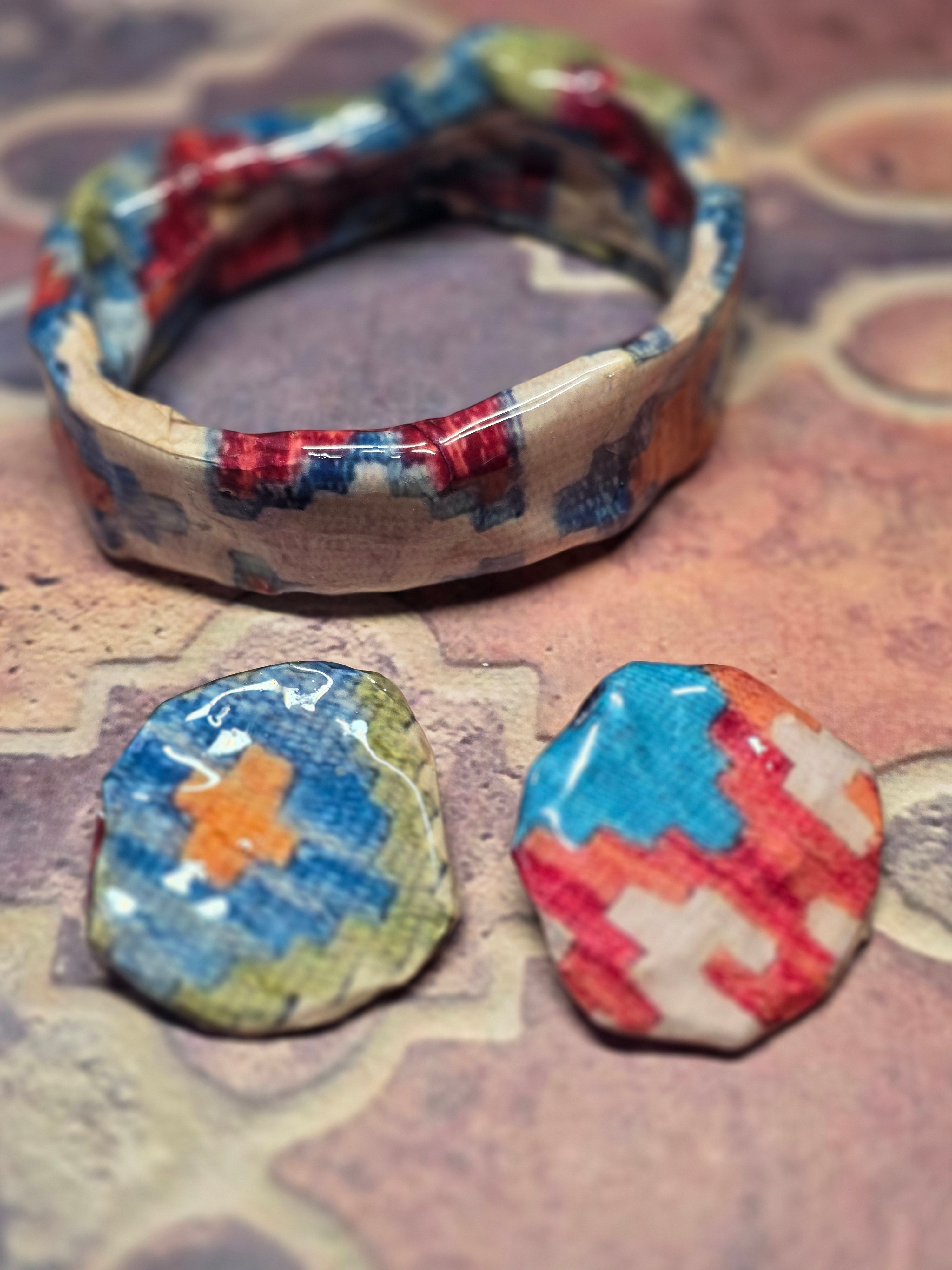 Bracciale  e Orecchini Asimmetrico Stile Tappeto Arabo