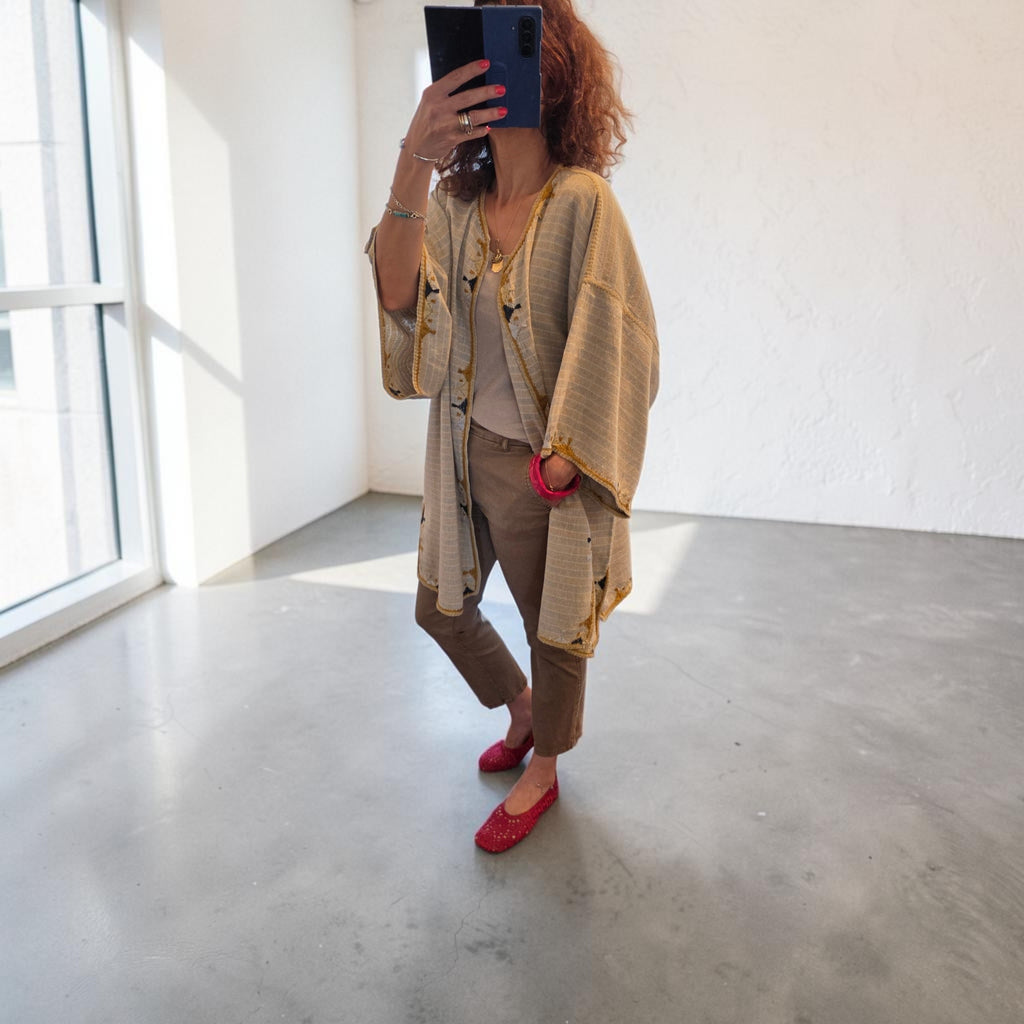 Giacca ricamata a mano in lino del Sud d'Algeria
