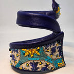 BRACCIALE in pelle Blu con Arabesche