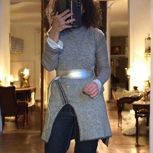 Ceinture en similicuir doré et argenté