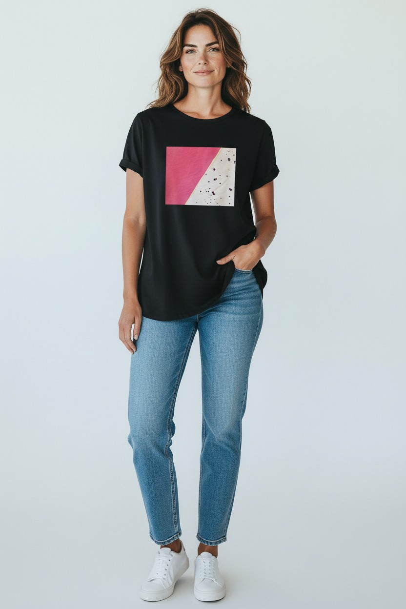 Magliette Artistiche in Cotone Ricami Esclusivi con Perline 3D