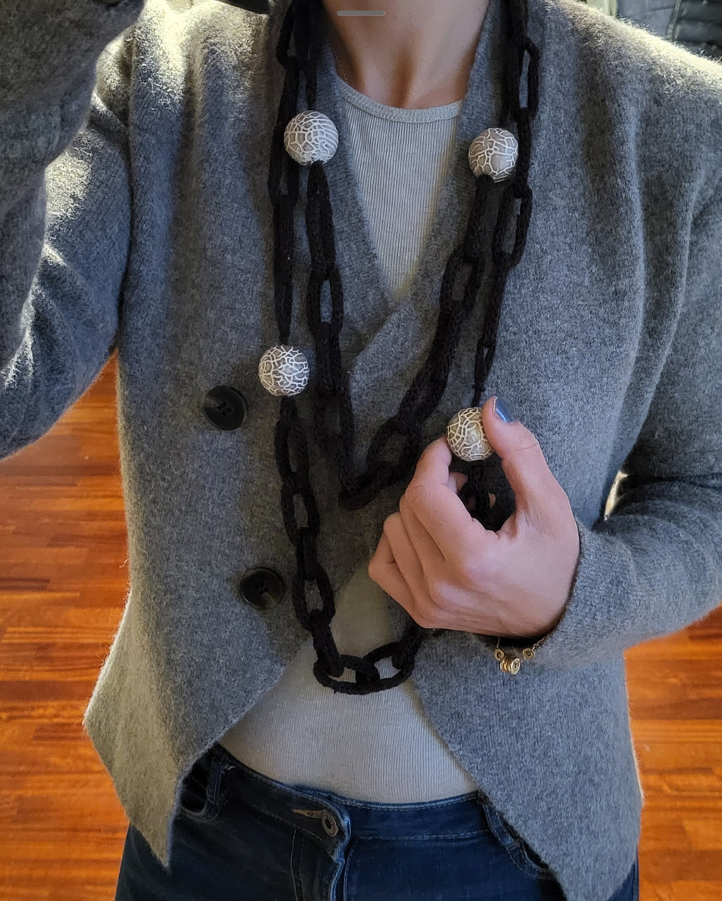 Dark brown cashmere necklace