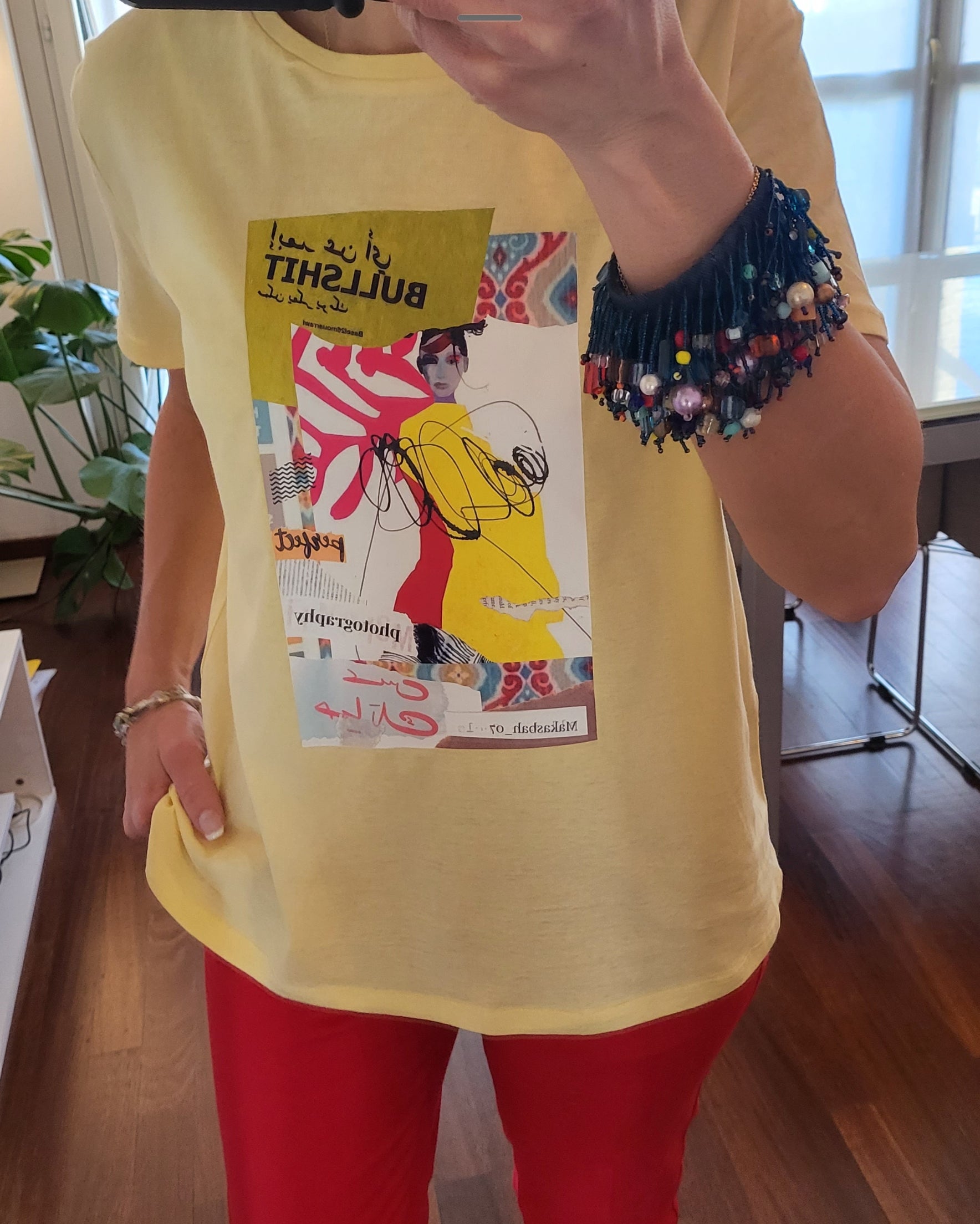 T-SHIRT - giallo stampato