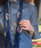 COLLANA Catena in Lana di Cammello con Anelli in Ceramica