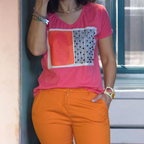 Magliette Artistiche in Cotone Ricami Esclusivi con Perline 3D