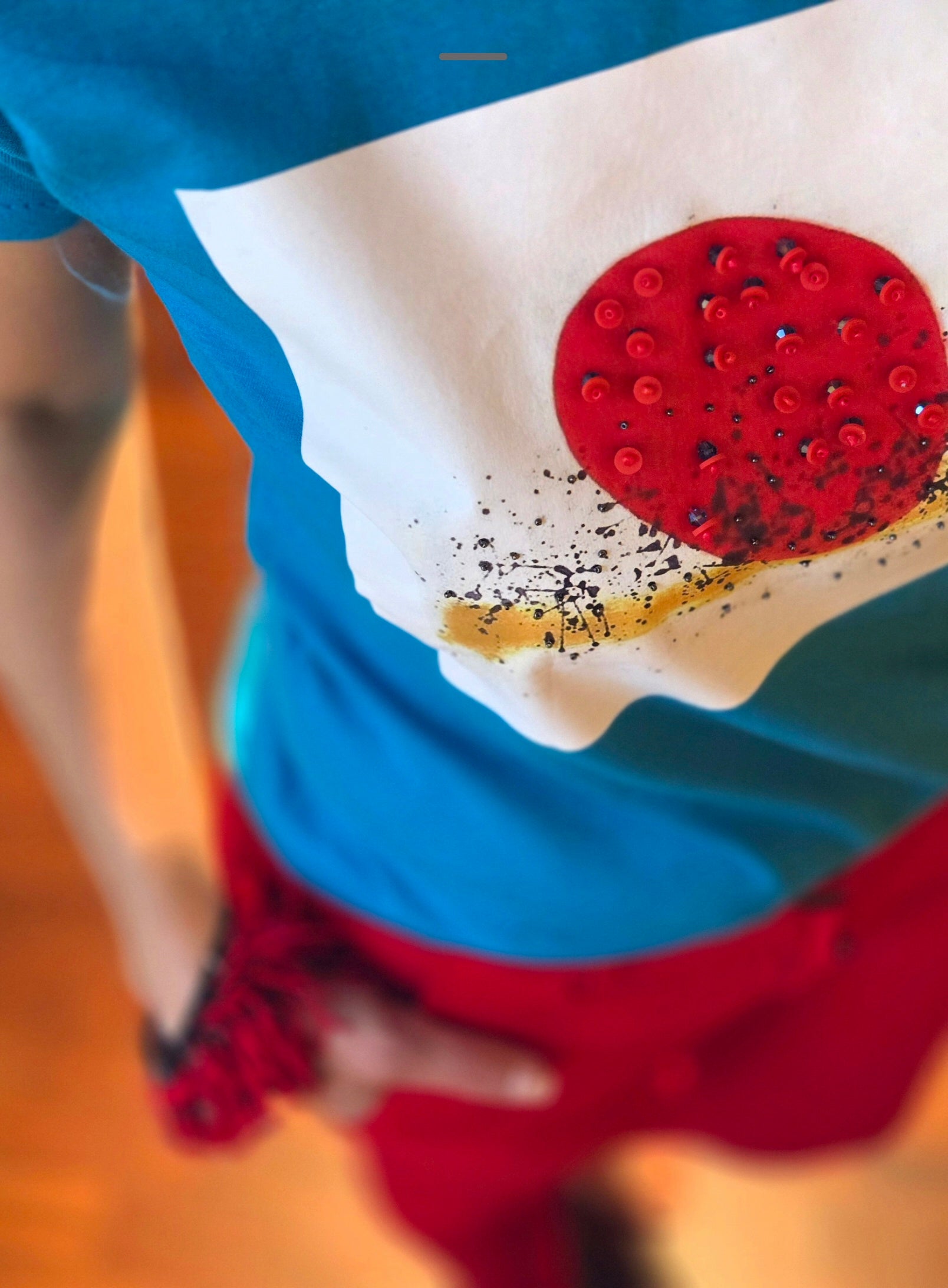 Magliette Artistiche in Cotone Ricami Esclusivi con Perline 3D