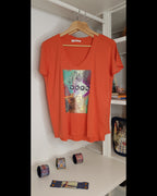 T-shirt orange avec imprimé unique et original