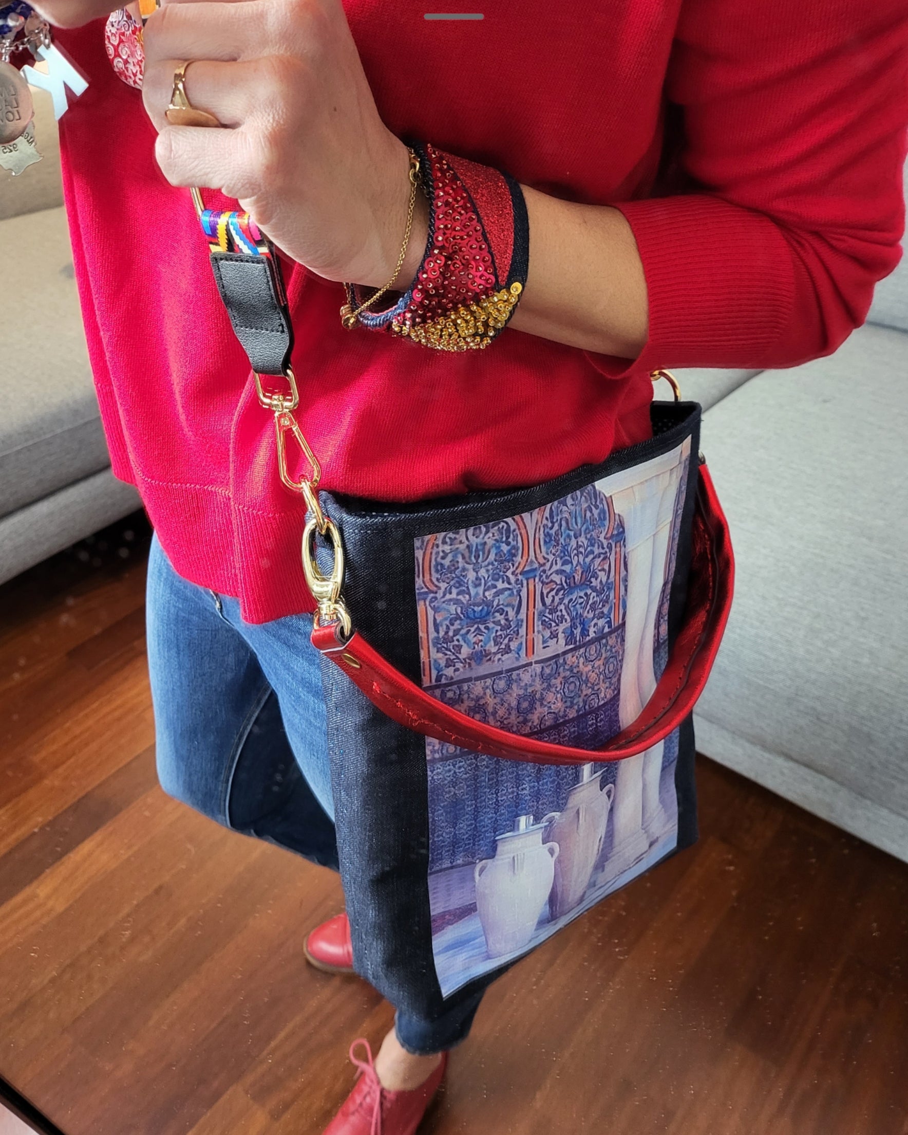 BORSA in jeans Olla Araba in terra cotta