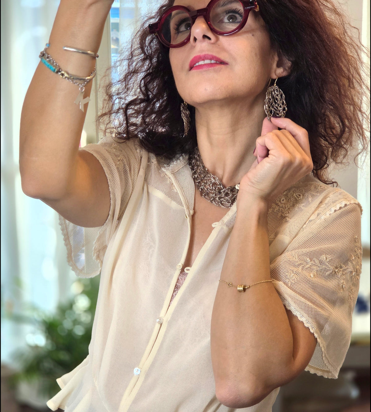 Collana in rame tessuta a mano