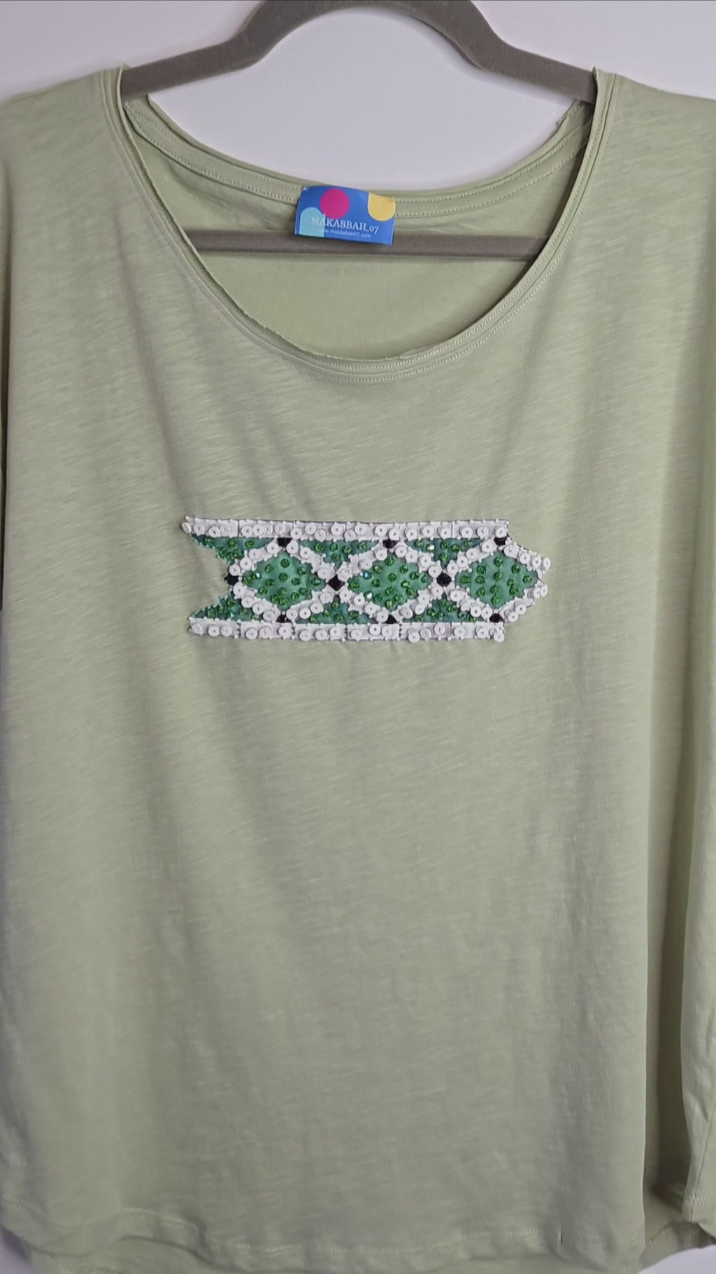 T-SHIRT 💠con Arabeschi 3D e Perle Fatto a Mano