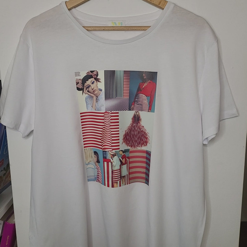 T-SHIRT bianco "RIGHE ROSSE"