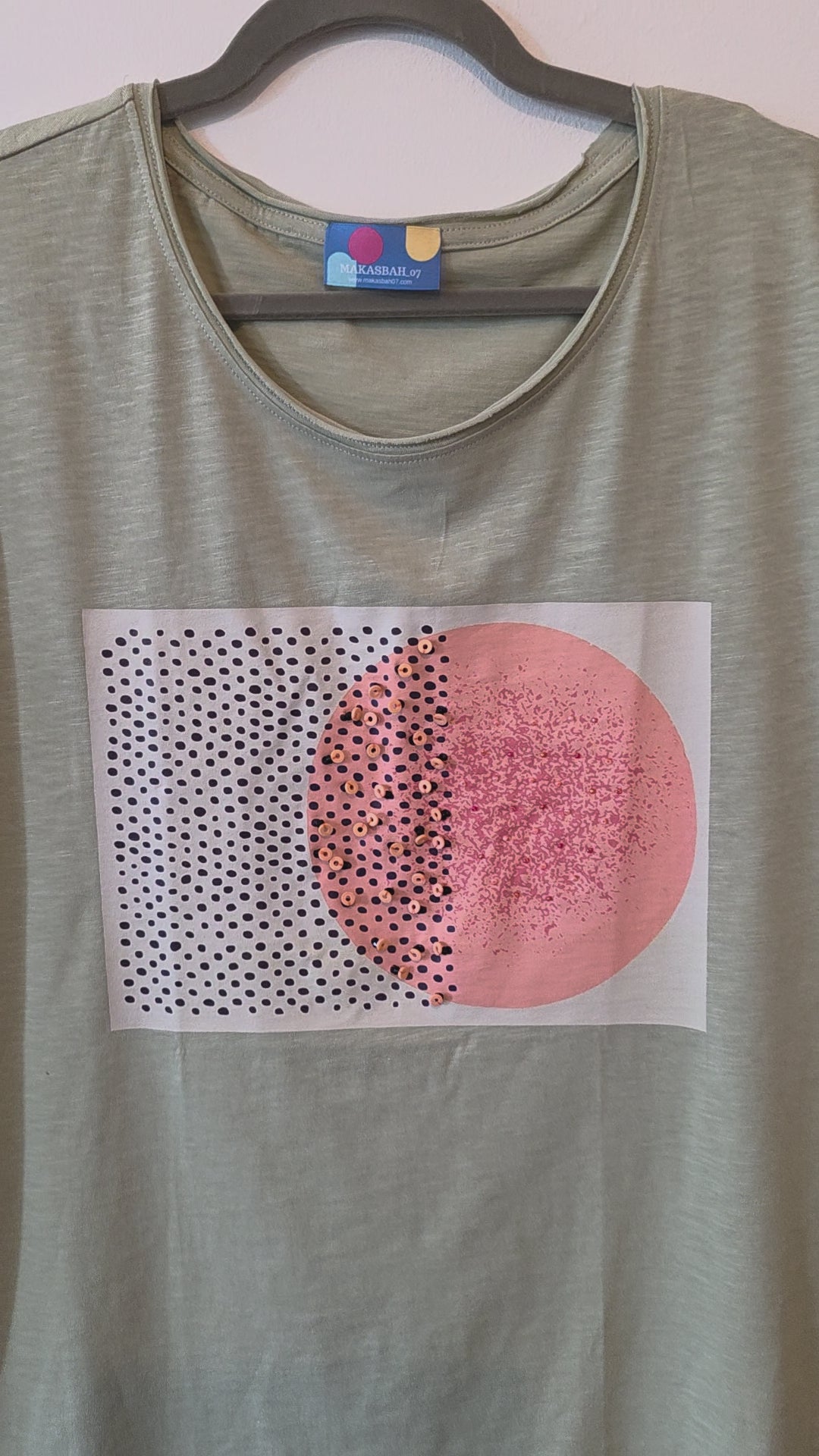 Magliette Artistiche in Cotone Ricami Esclusivi con Perline 3D