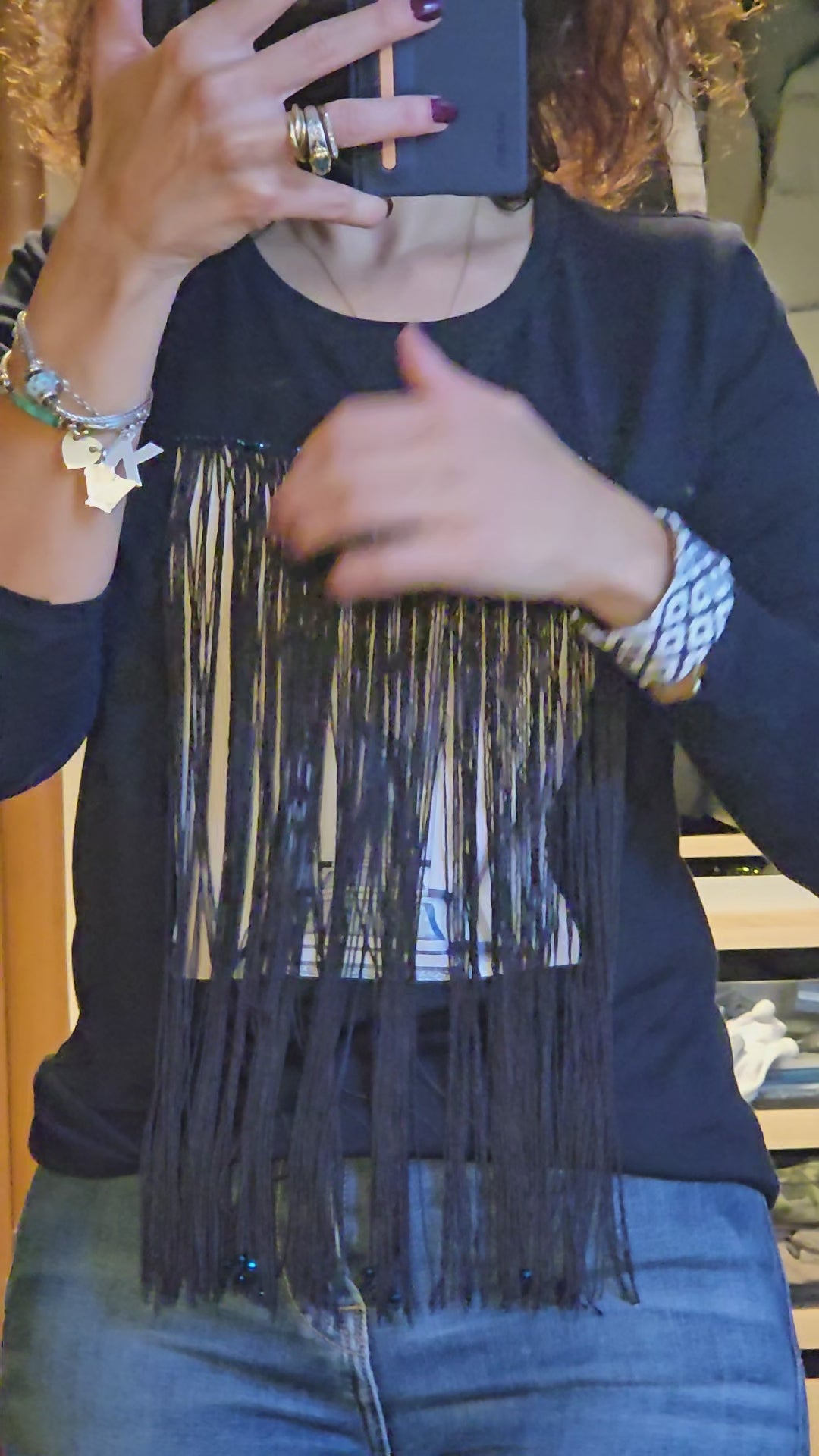 T-SHIRT - "Porta araba" Maglietta Artigianale con Frange e Perline