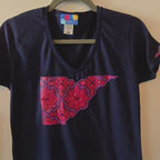 T-shirt fait main 💠 avec arabesques 3D et perles