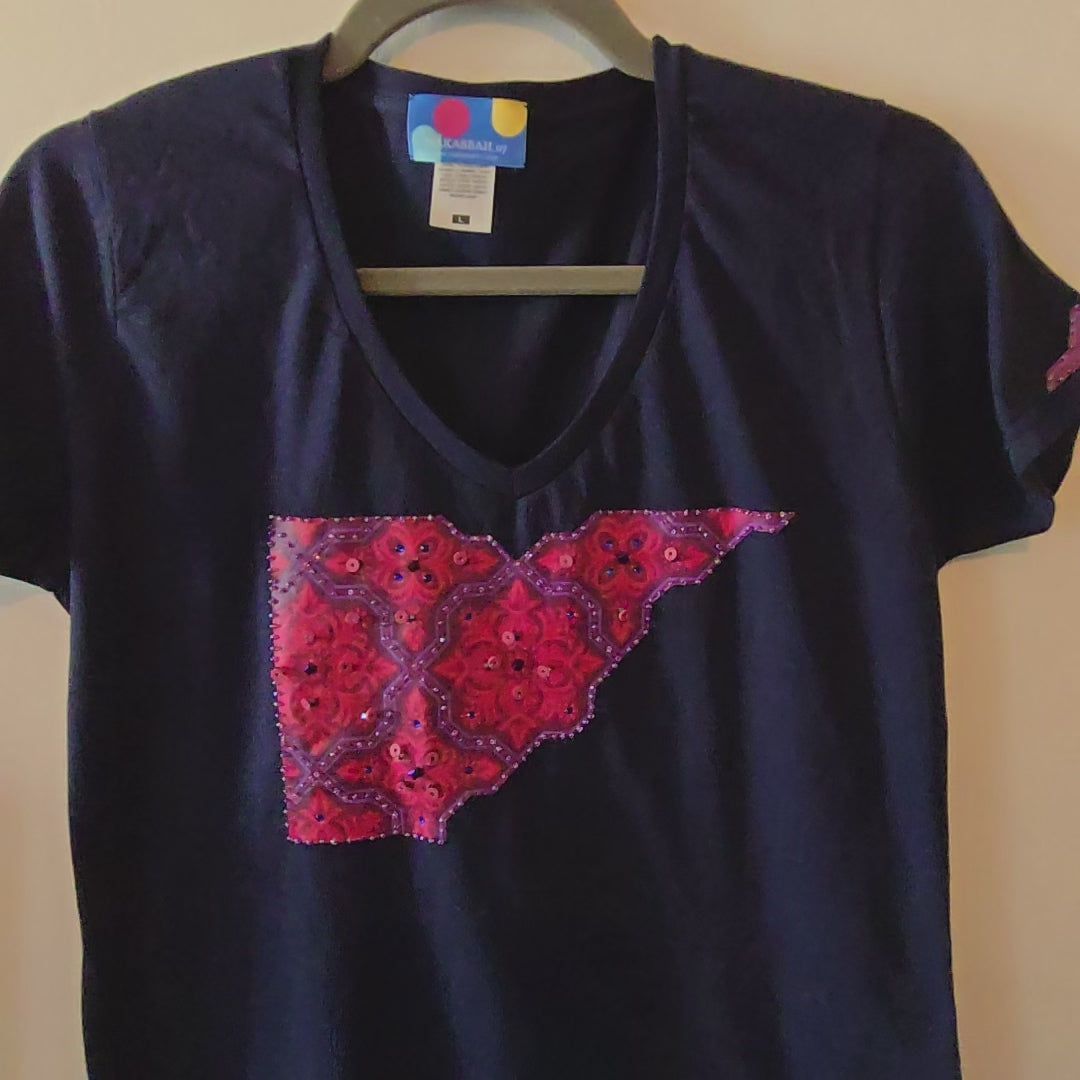 T-SHIRT 💠con Arabeschi 3D e Perle Fatto a Mano