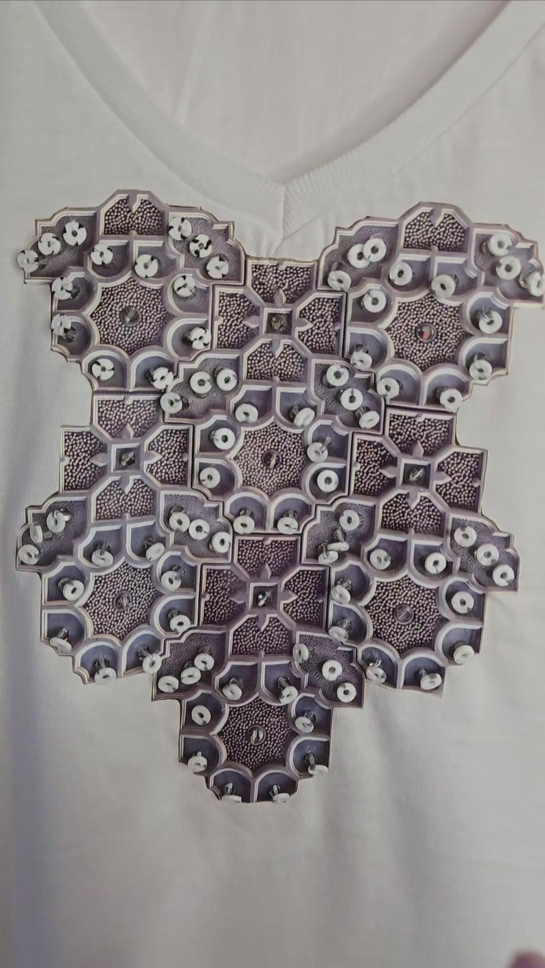 T-SHIRT💠 con Arabeschi 3D e Perle Fatto a Mano
