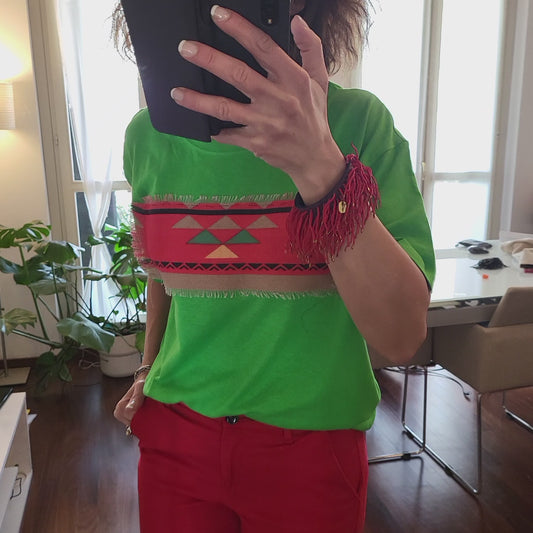 T-shirt vert « avec tissu berbère »